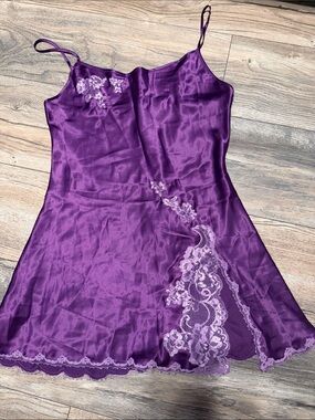 Victoria's Secret Purple  Slip Dress with Lace Appliqué